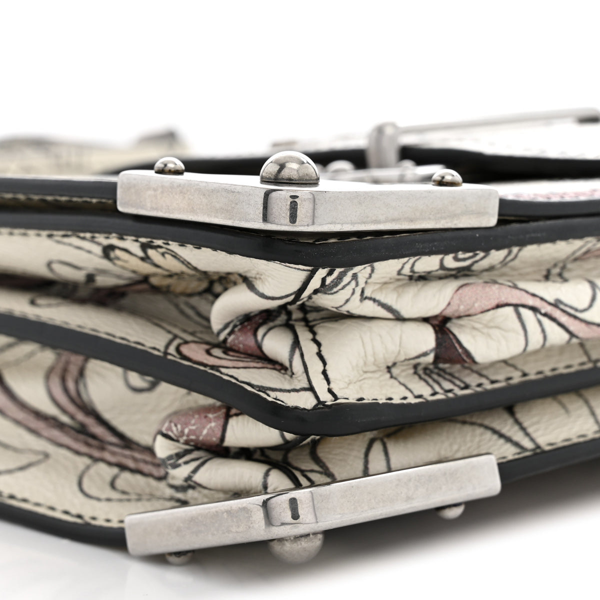 Prada X JAMES JEAN Glace Calfskin Rabbit Print Cahier Bag Opaline 9 of 10