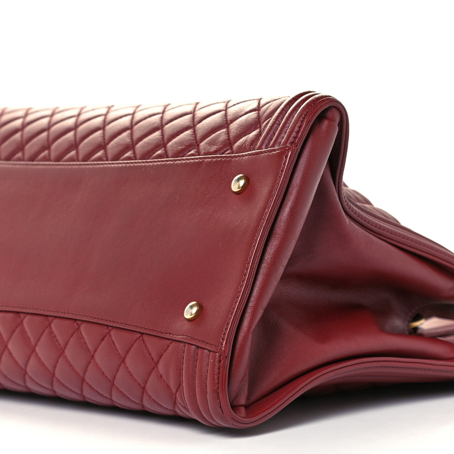 Chanel Lambskin Quilted Boy Shopping Tote Dark Red 10 of 10