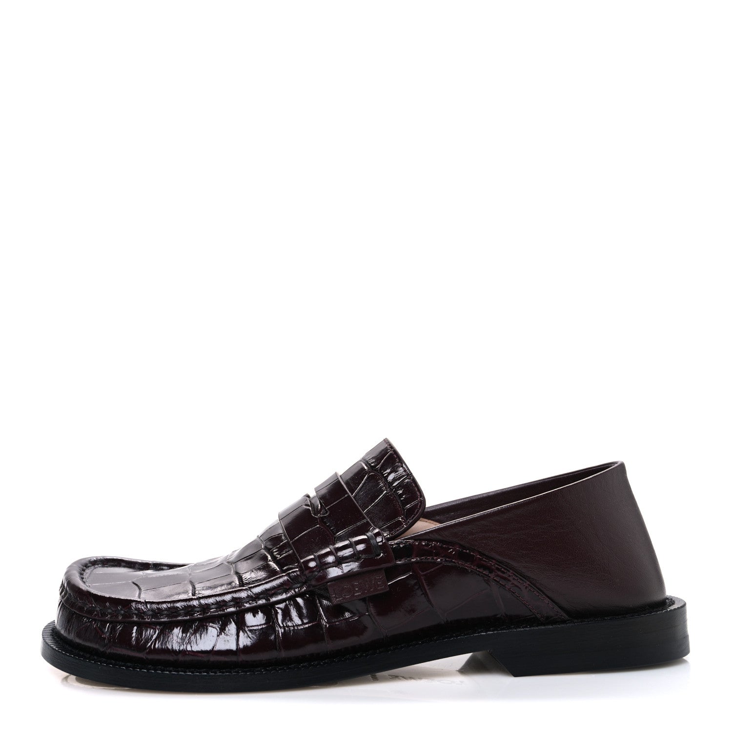 Loewe Calfskin Crocodile Embossed Campo Loafers 36 Burgundy 1 of 11