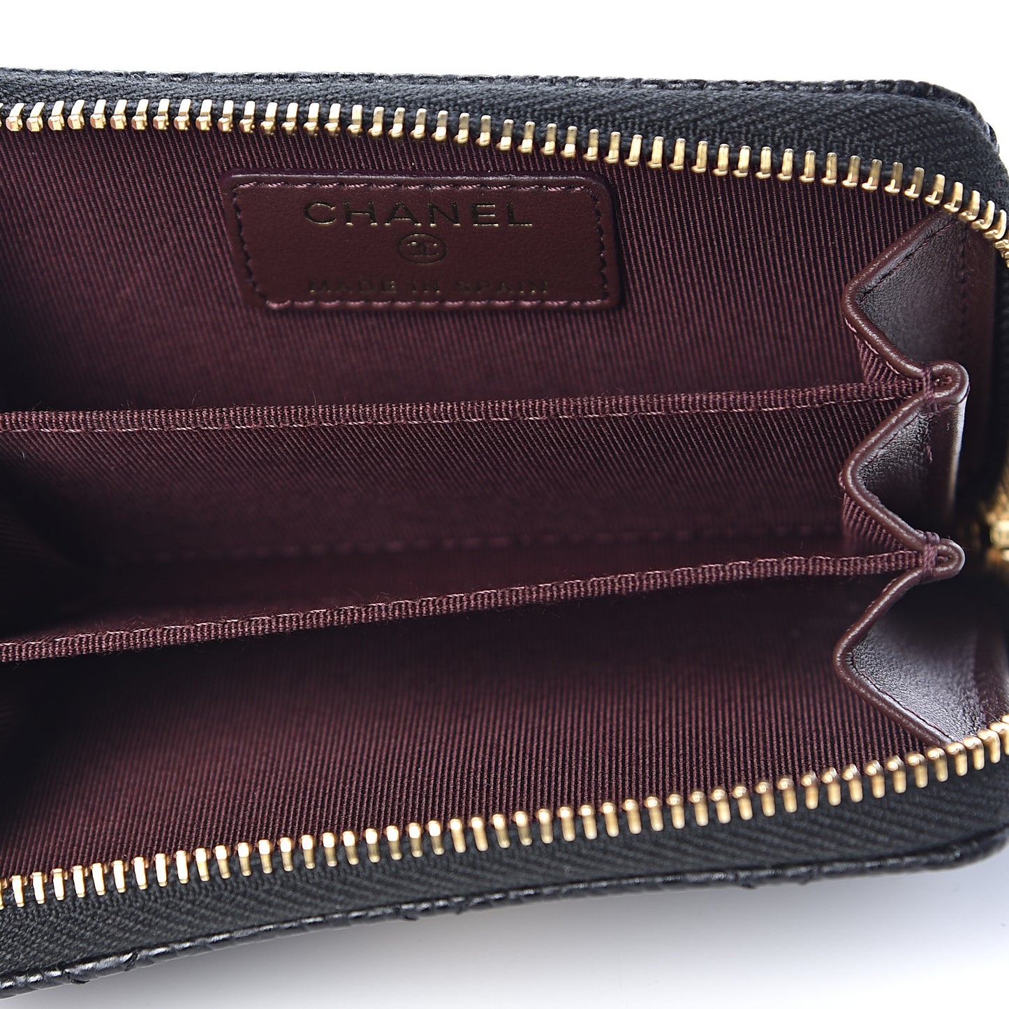 Caviar Quilted Zip Coin Purse Black