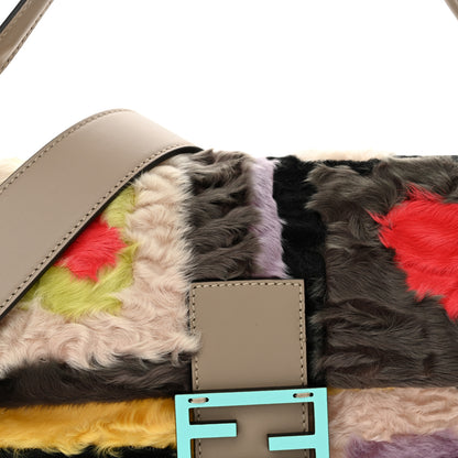 Fendi Astrakhan Fur Geometric Print Re-Edition Baguette Multicolor Tortora 8 of 12