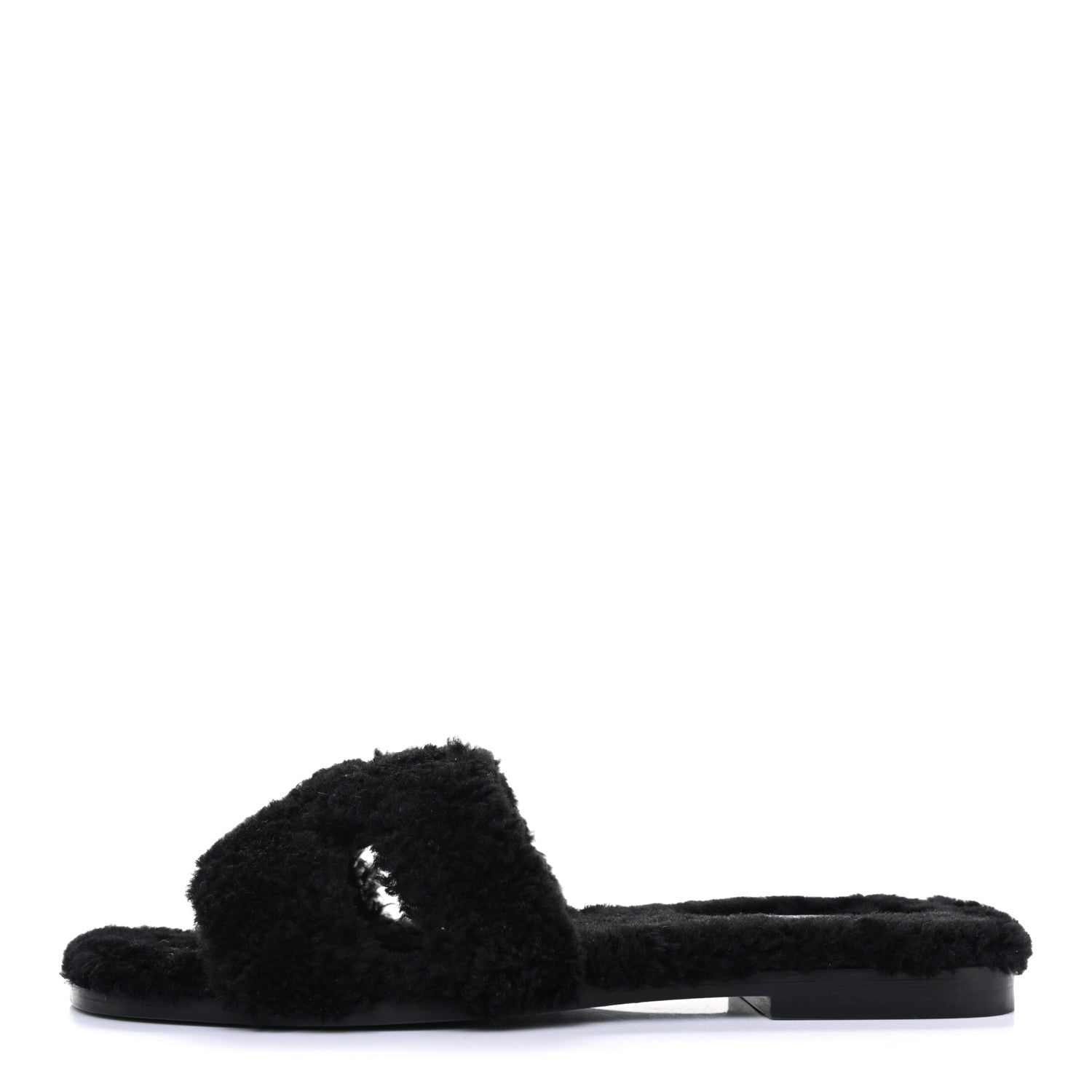 Hermes Woolskin Oran Sandals 37 Black 1 of 10