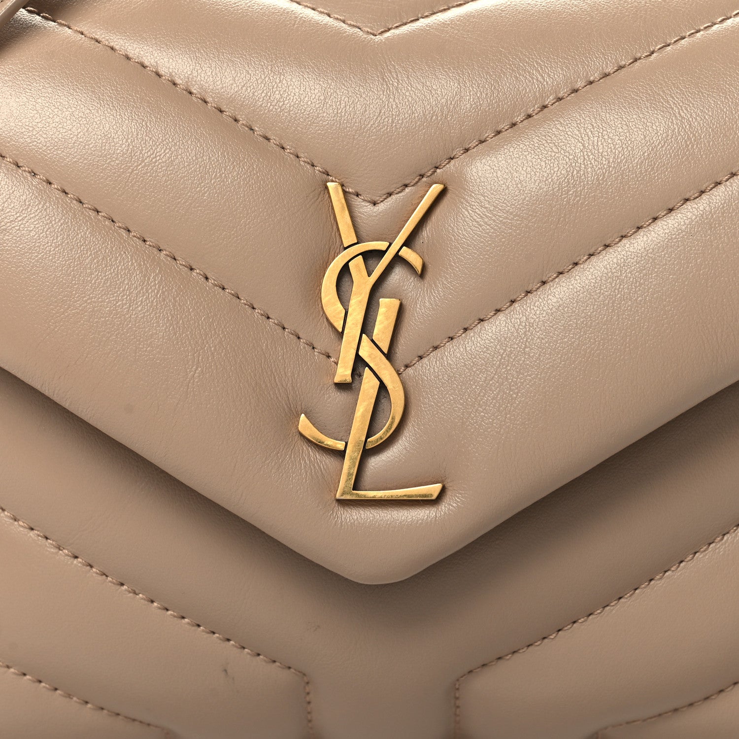 Saint Laurent Calfskin Y Quilted Monogram Toy Loulou Crossbody Bag Dark Beige 8 of 11