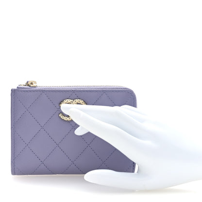 Chanel Caviar Quilted CC Zip Around Card Holder Wallet  Purple 2 of 8