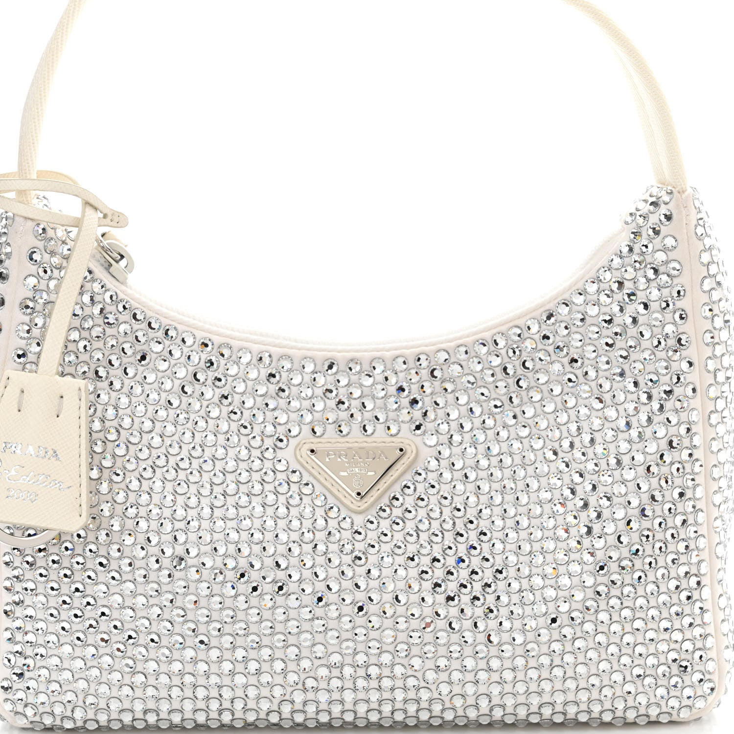 Prada Satin Crystal Mini Re-Edition 2000 Bag White 8 of 11