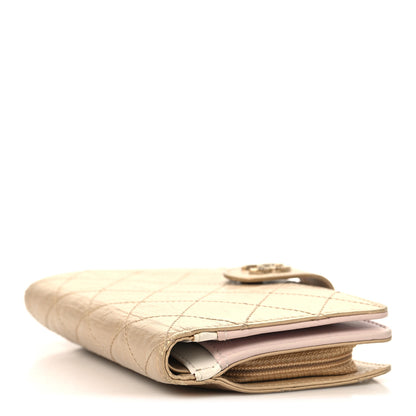 Chanel Metallic Calfskin Quilted Brilliant Zipped Pocket Wallet Gold 4 of 11