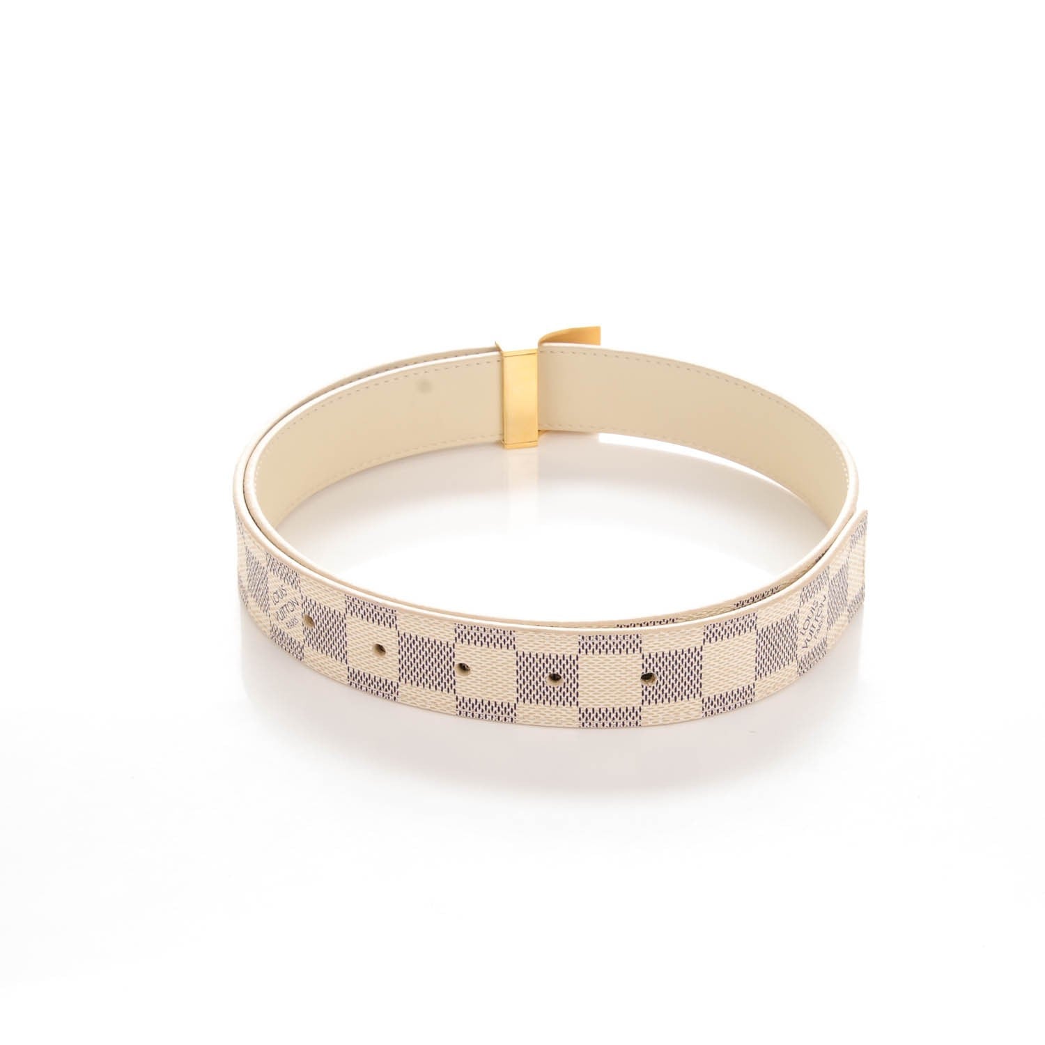 Louis Vuitton Damier Azur LV Paris Buckle Belt 80 32 Gold 3 of 5