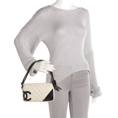 Chanel Calfskin Quilted Cambon Pochette White Black 2 of 7