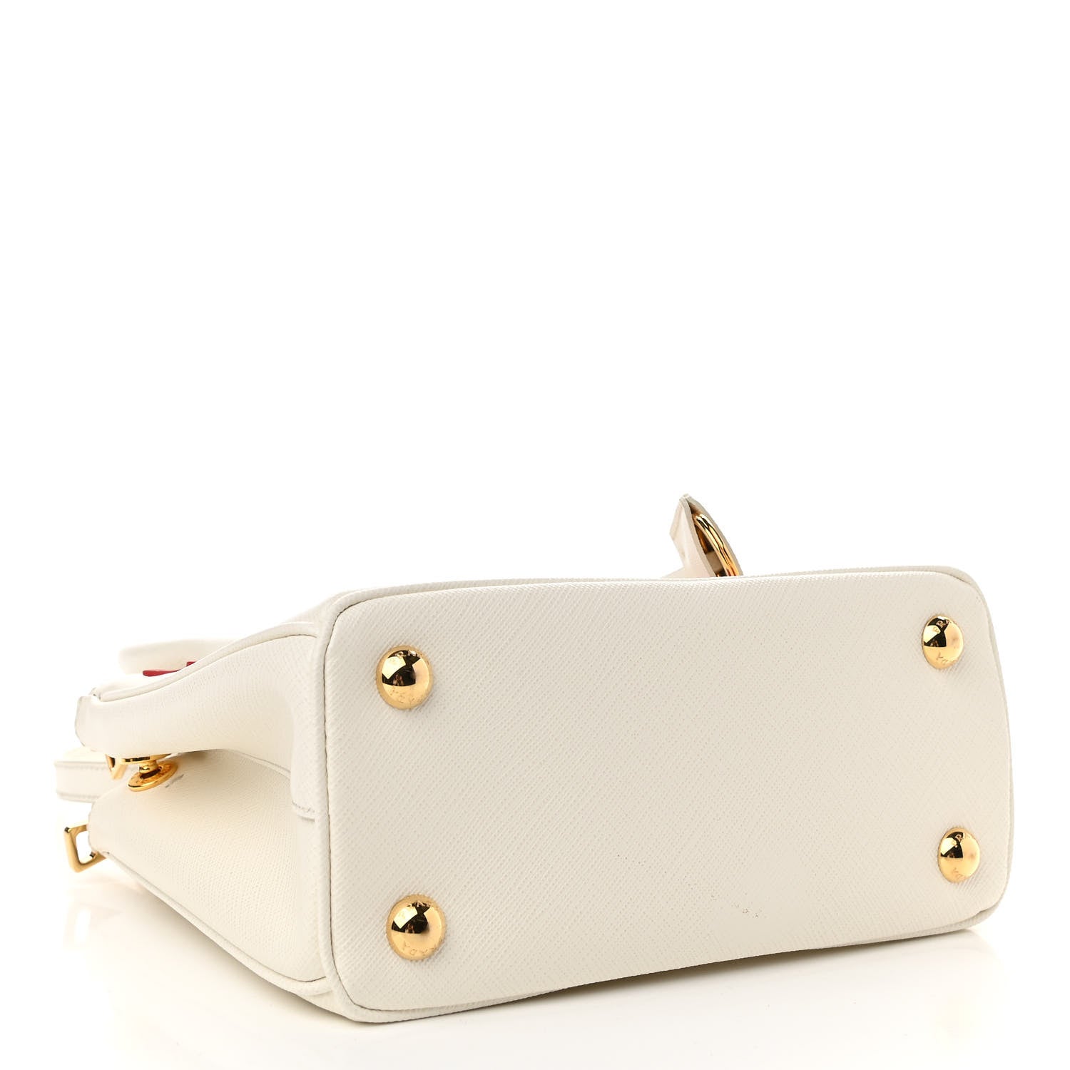 Prada Saffiano Micro Galleria Double Zip Qixi Tote White Fuoco 4 of 12