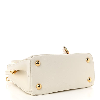 Prada Saffiano Micro Galleria Double Zip Qixi Tote White Fuoco 4 of 12