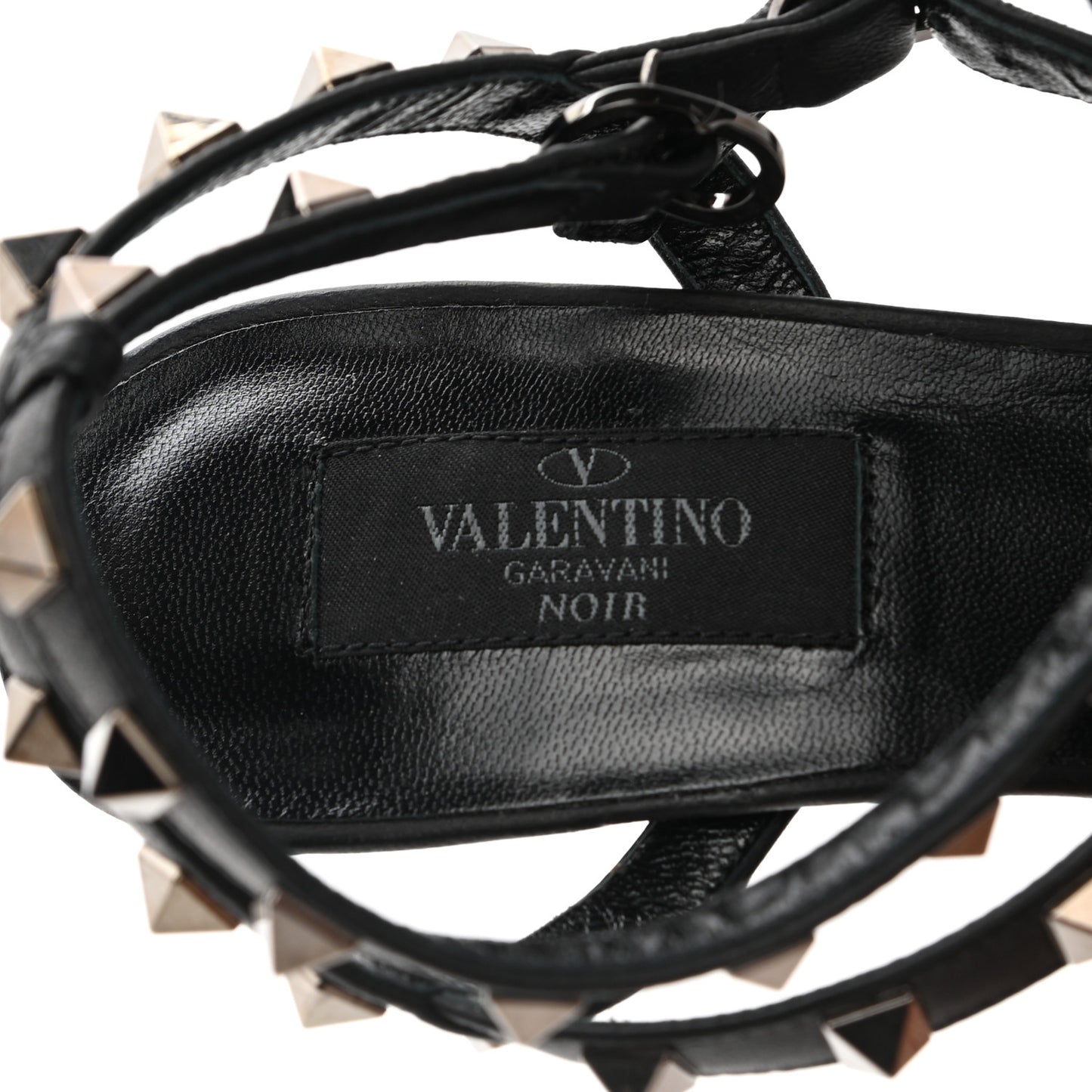 Calfskin Nappa Rockstud Ankle Strap 65mm Pumps 37.5 Black