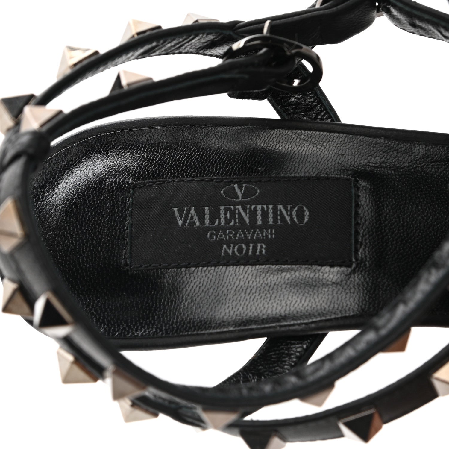 Valentino Garavani Calfskin Nappa Rockstud Ankle Strap 65mm Pumps 37.5 Black 7 of 8
