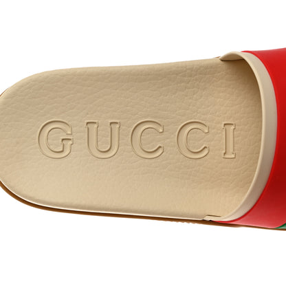 Gucci Rubber Web Womens Interlocking G Slide Sandals 39 Mystic White Green Red 6 of 9