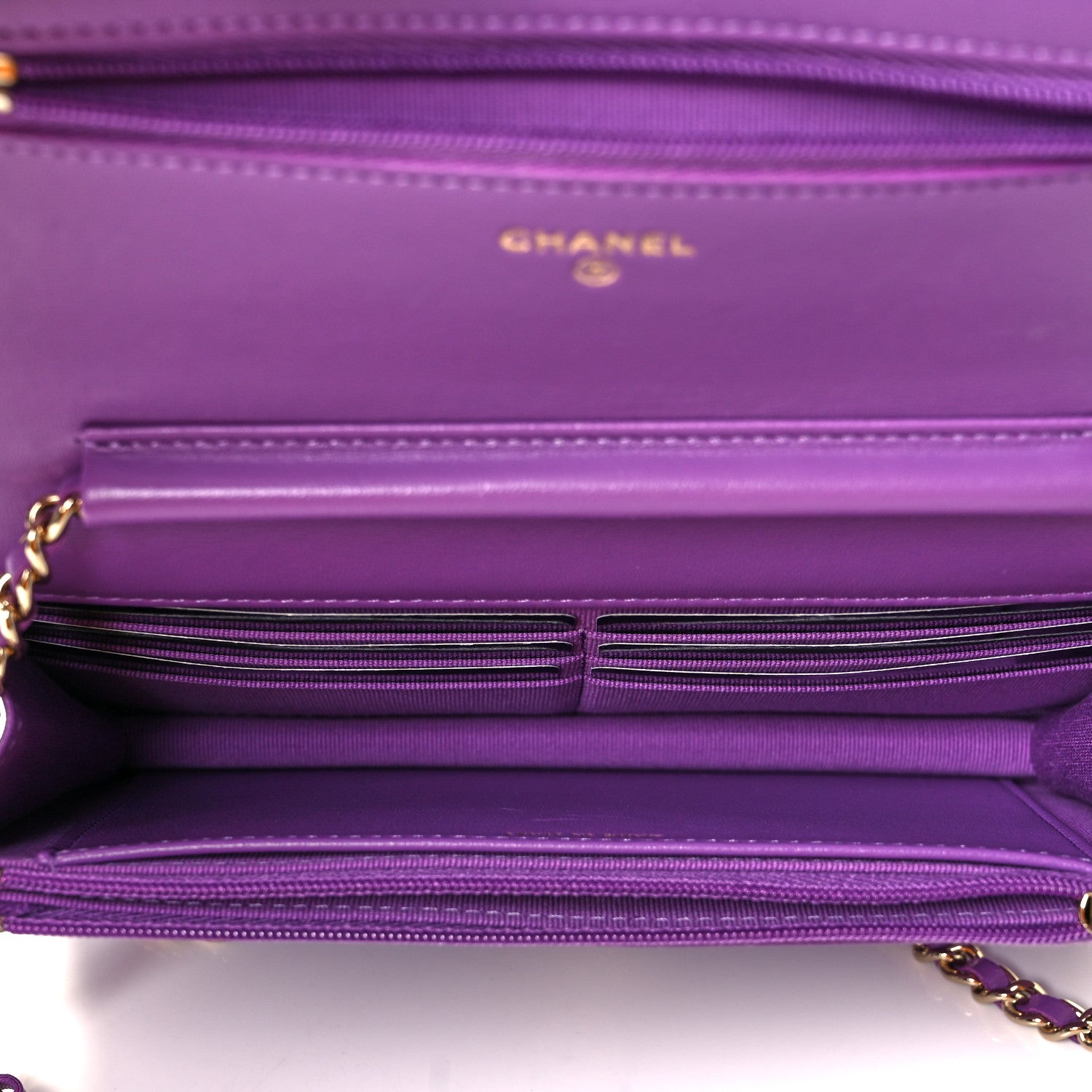 Chanel Lambskin Quilted Wallet On Chain WOC Purple 7 of 16