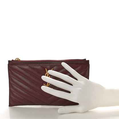 Saint Laurent Grain De Poudre Matelasse Chevron Monogram Bill Pouch Rouge Legion 2 of 8