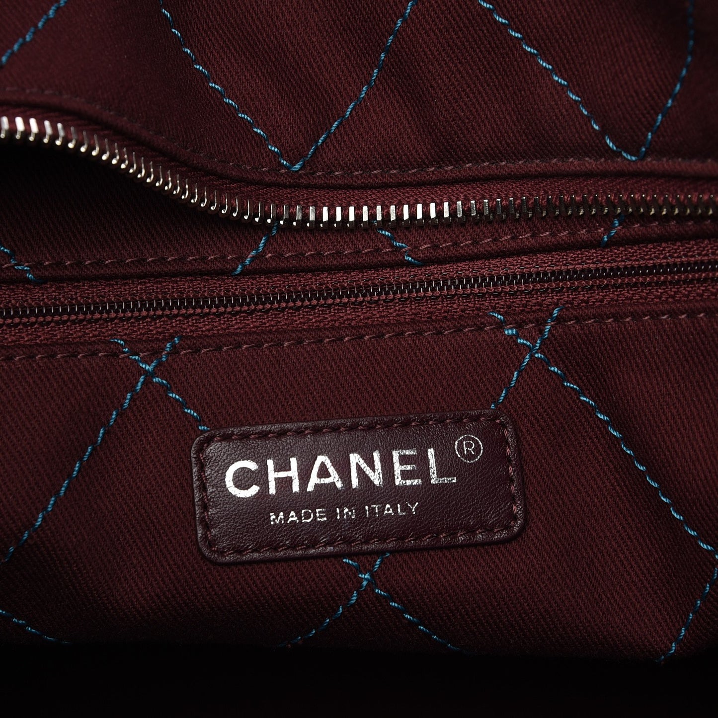 Grained Calfskin Quilted Small Daily Shopping Tote Turquoise