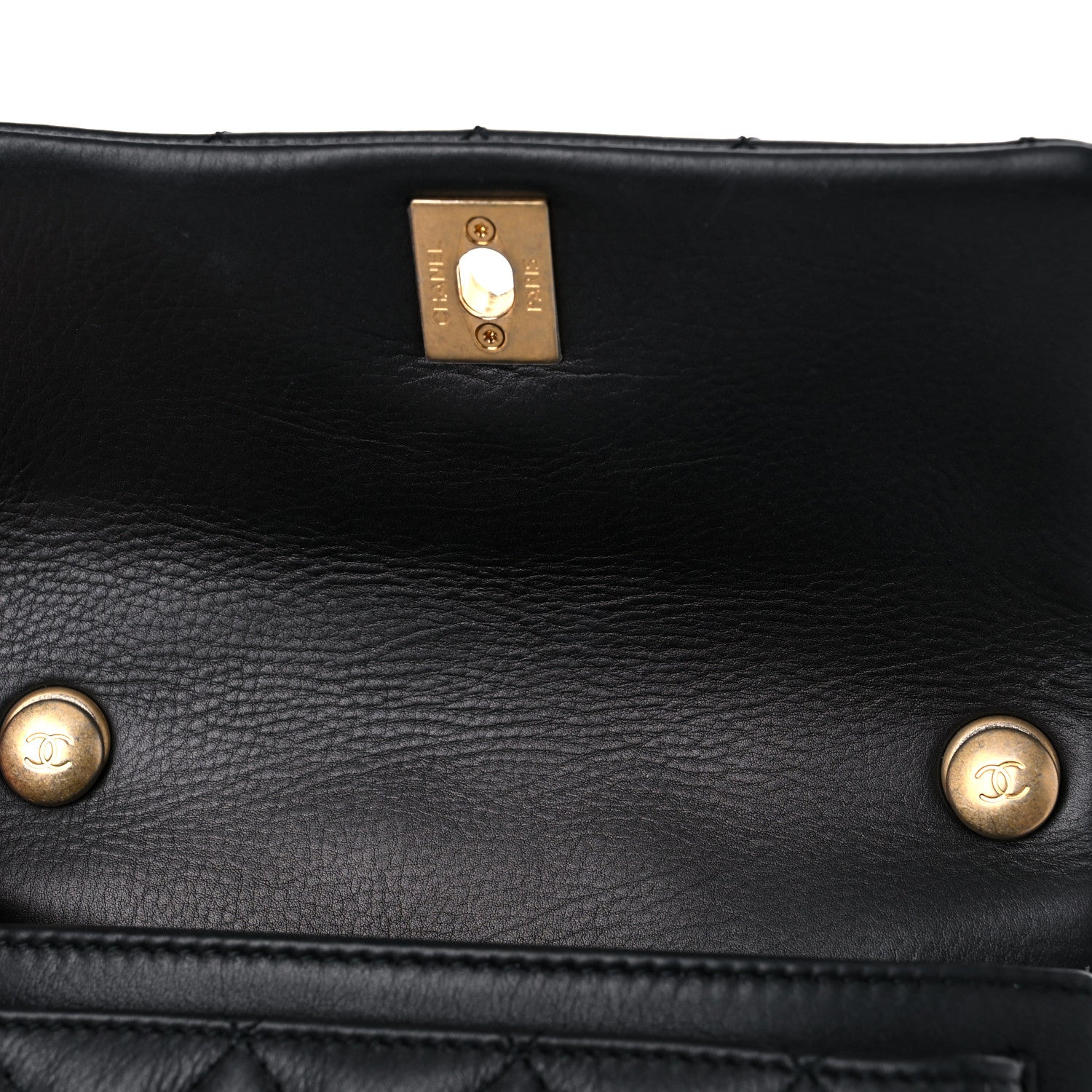 Chanel Calfskin Quilted Top Handle Flap Black 10 of 11