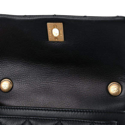 Chanel Calfskin Quilted Top Handle Flap Black 10 of 11