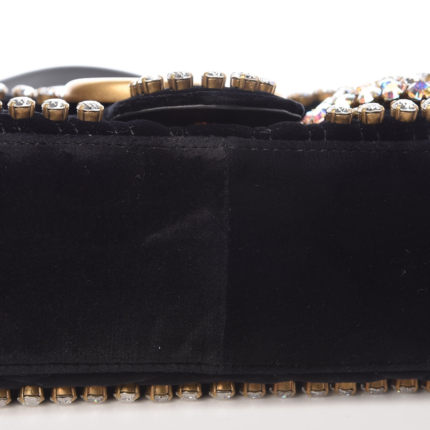 Gucci Velvet Matelasse Crystal Medium GG Marmont Shoulder Bag Black 9 of 9