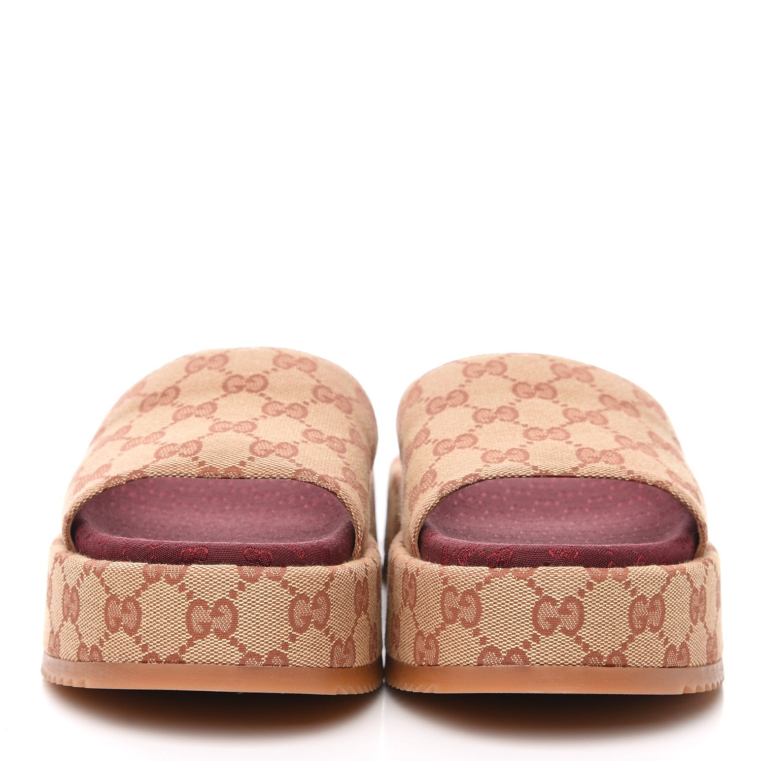 Gucci Canvas GG Monogram Angelina Platform Slide Sandals 41.5 Beige Ruggine 2 of 9