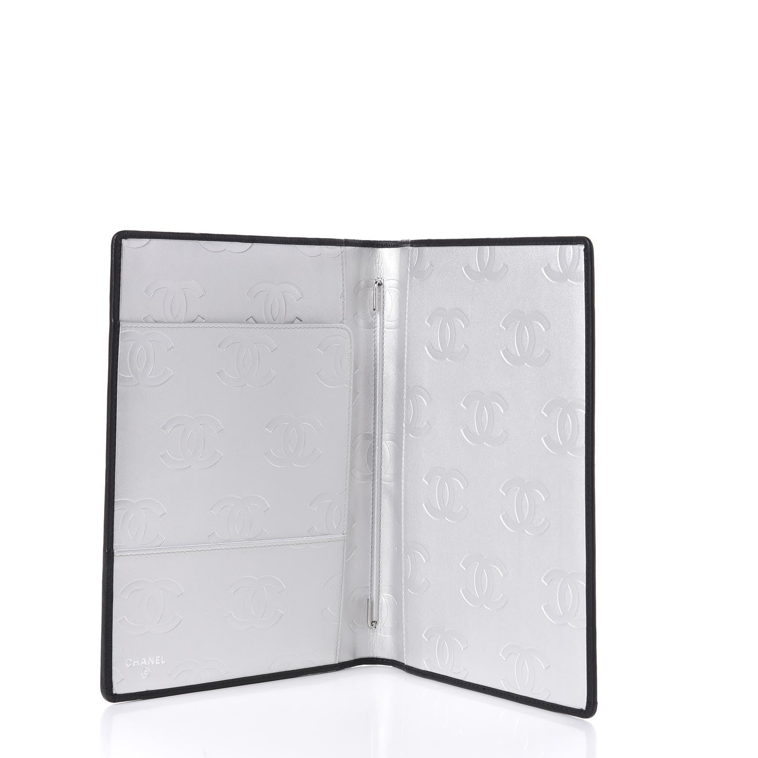 Chanel Calfskin Quilted Large Cambon Agenda Planner Black Silver 5 of 9