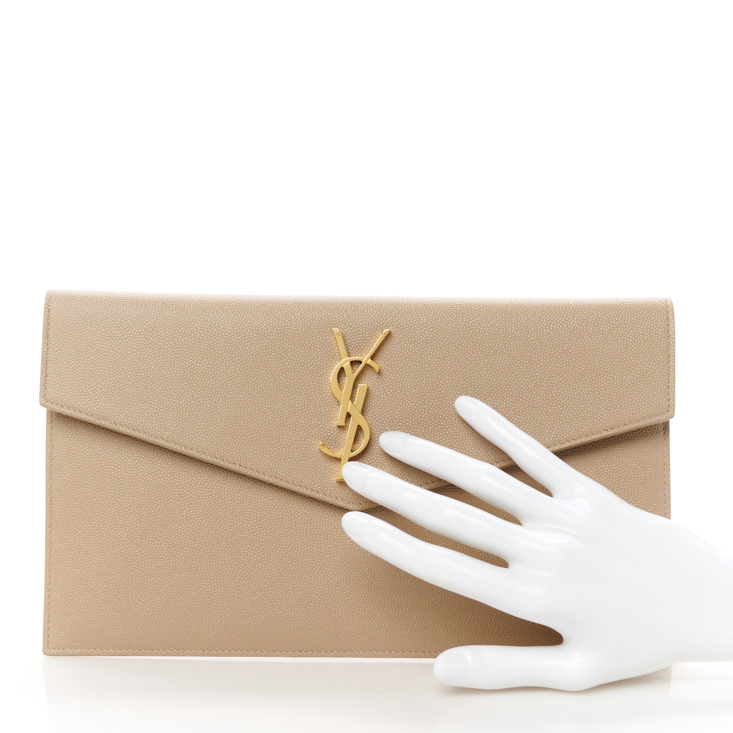 Saint Laurent Grain De Poudre Uptown Pouch Dark Beige 2 of 8