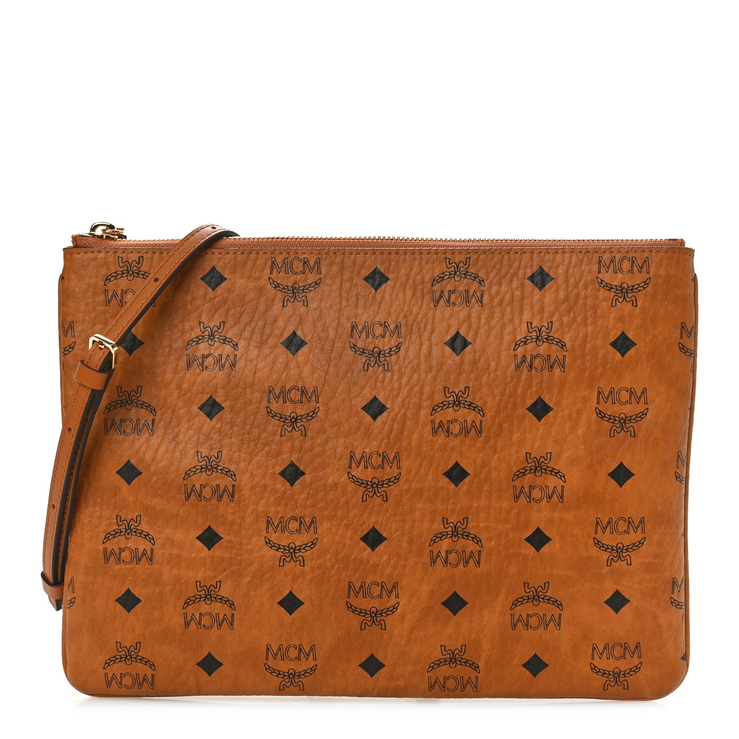 MCM Visetos Original Medium Pouch Cognac 1 of 10