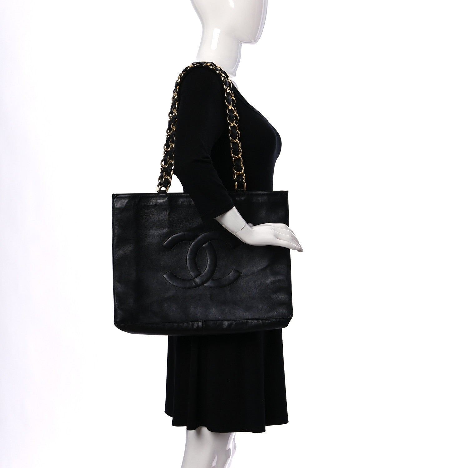 Chanel Lambskin CC Tote Black 3 of 12