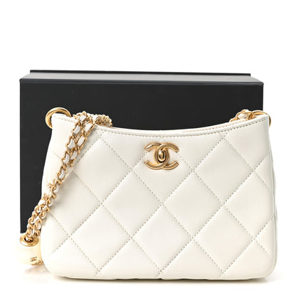Chanel Lambskin Quilted Mini Pearl Crush Hobo White 11 of 11