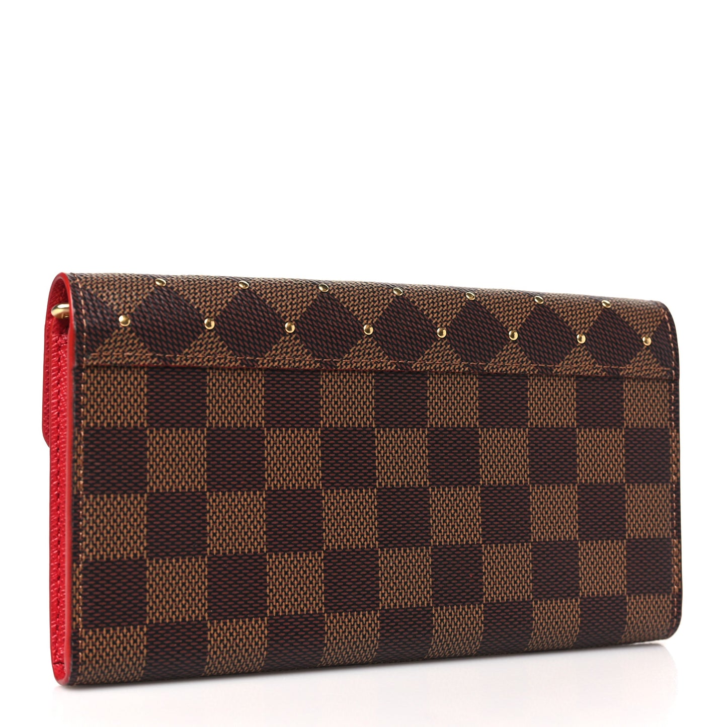 Damier Ebene Studded Sarah Wallet NM Cherry