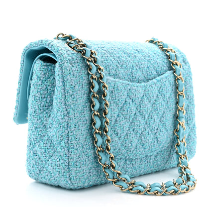 Chanel Tweed Quilted Medium Double Flap Blue 3 of 11
