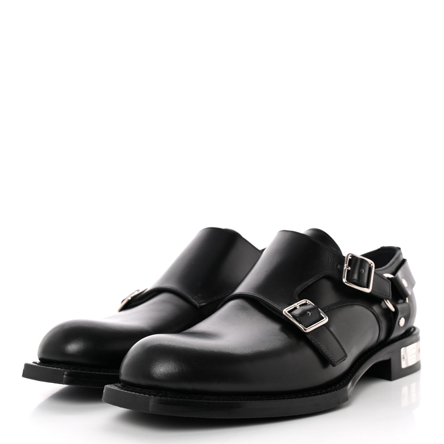 Christian Dior Polished Calfskin Mens Buckle Monk Shoe 44 Black 3 of 10