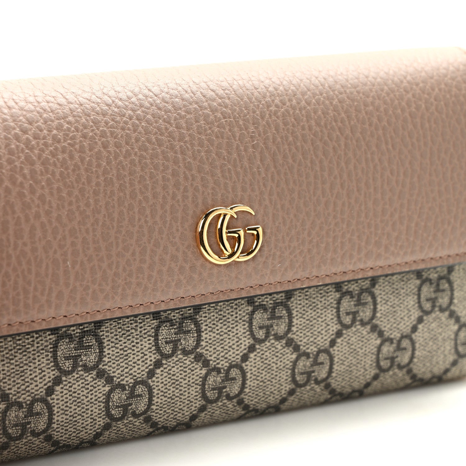 Gucci Dollar Calfskin GG Supreme Monogram GG Marmont Continental Wallet Old Rose Beige Ebony 7 of 9