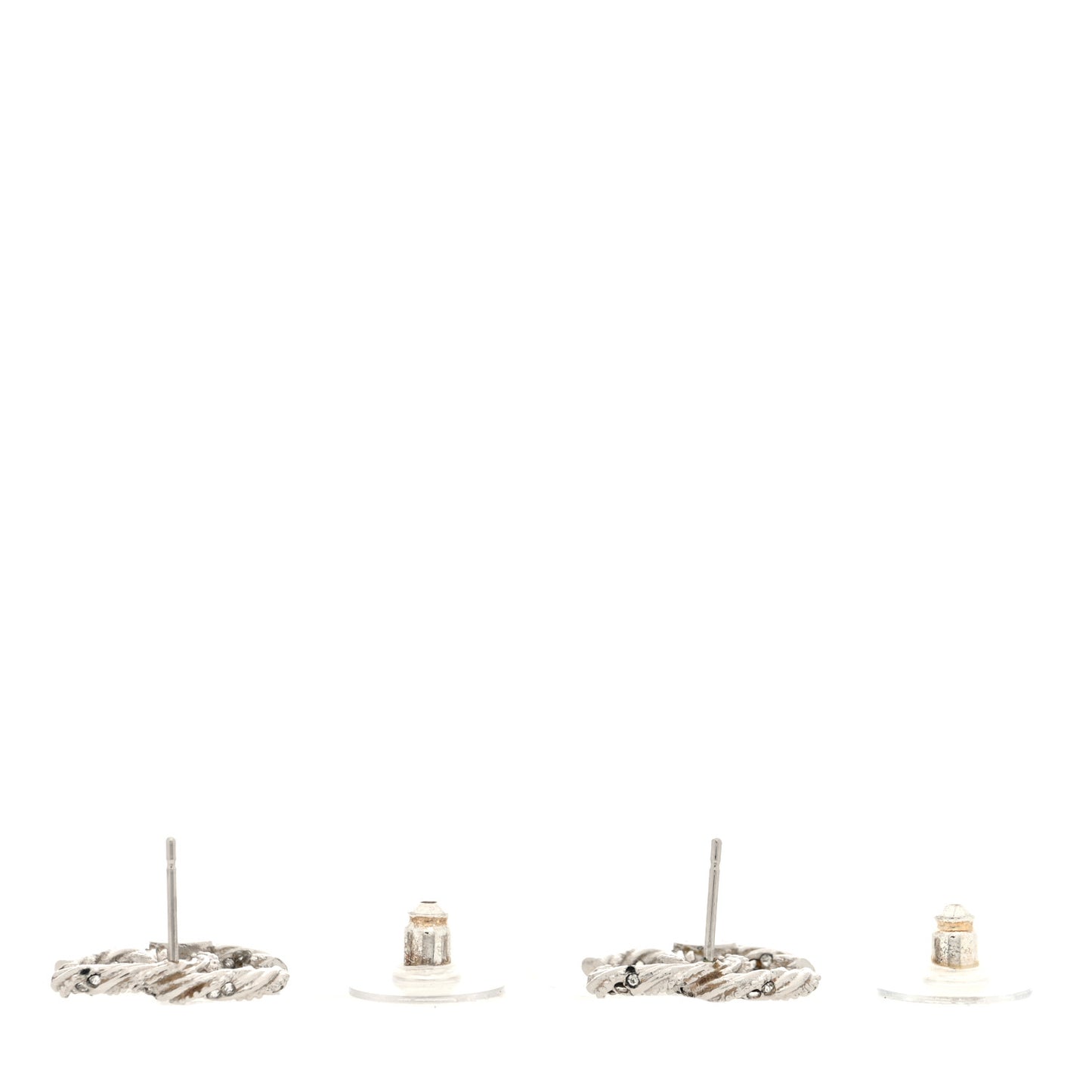 Crystal Twisted CC Earrings Silver