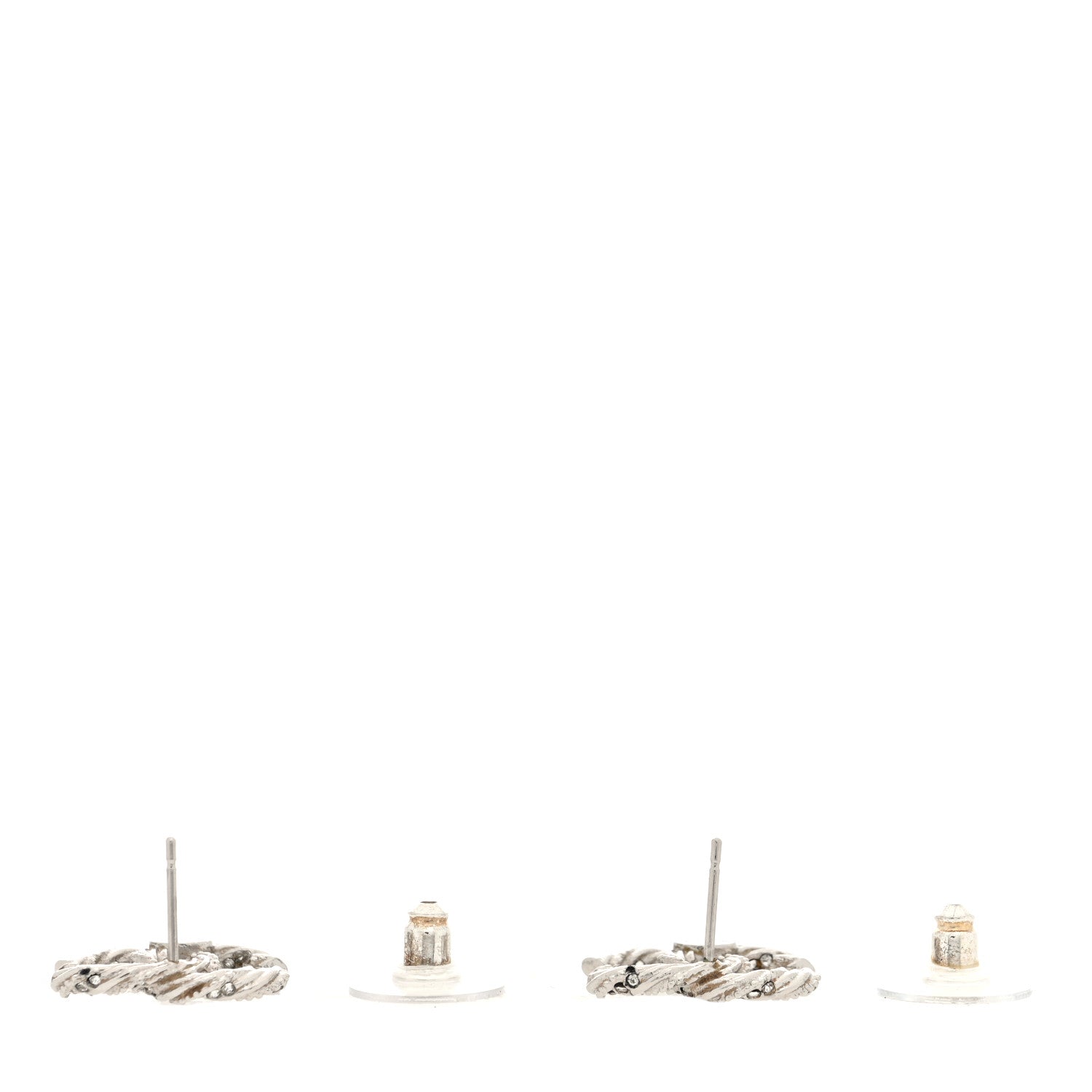 Chanel Crystal Twisted CC Earrings Silver 3 of 4