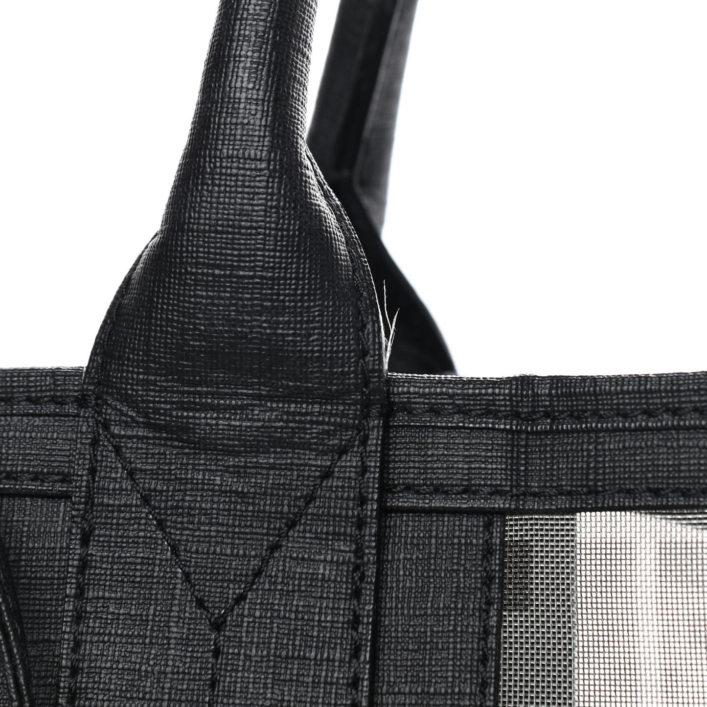 Mesh Glazed Fabric FF Shopping Tote Black