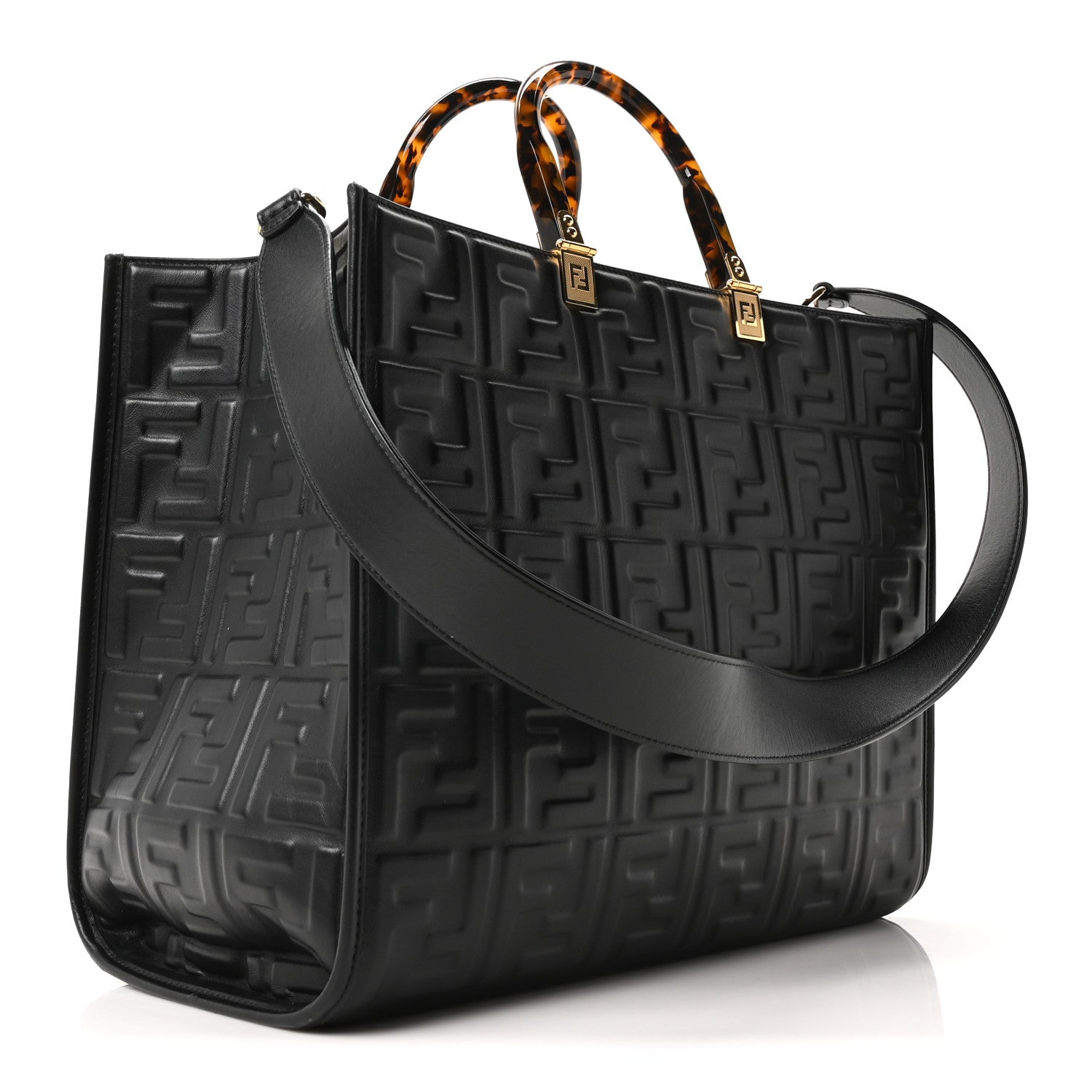 Fendi Vitello Plexiglass FF Embossed Medium Fendi Sunshine Shopper