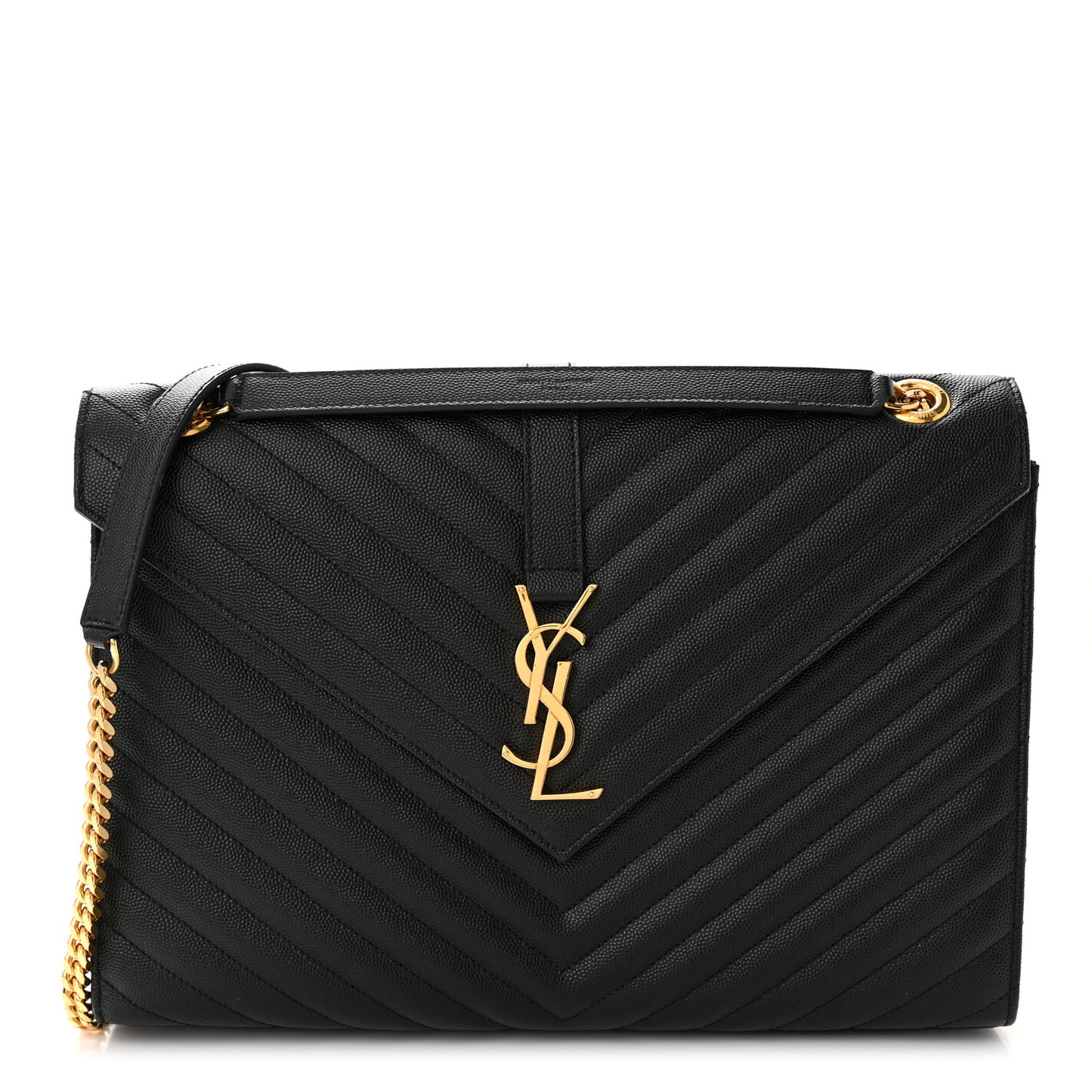 Grain De Poudre Matelasse Chevron Large Monogram Satchel Black