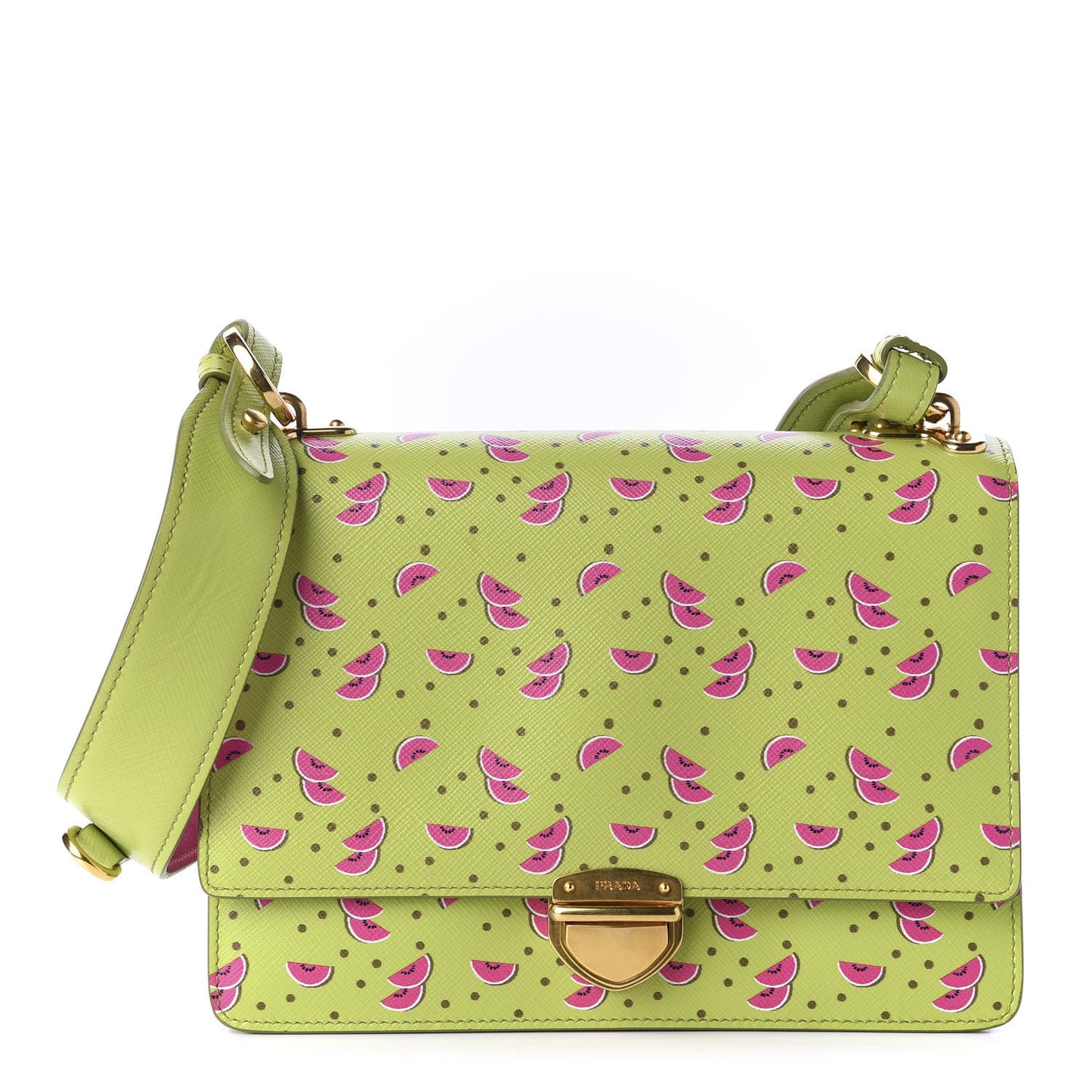 Saffiano Watermelon Print Shoulder Bag Erba