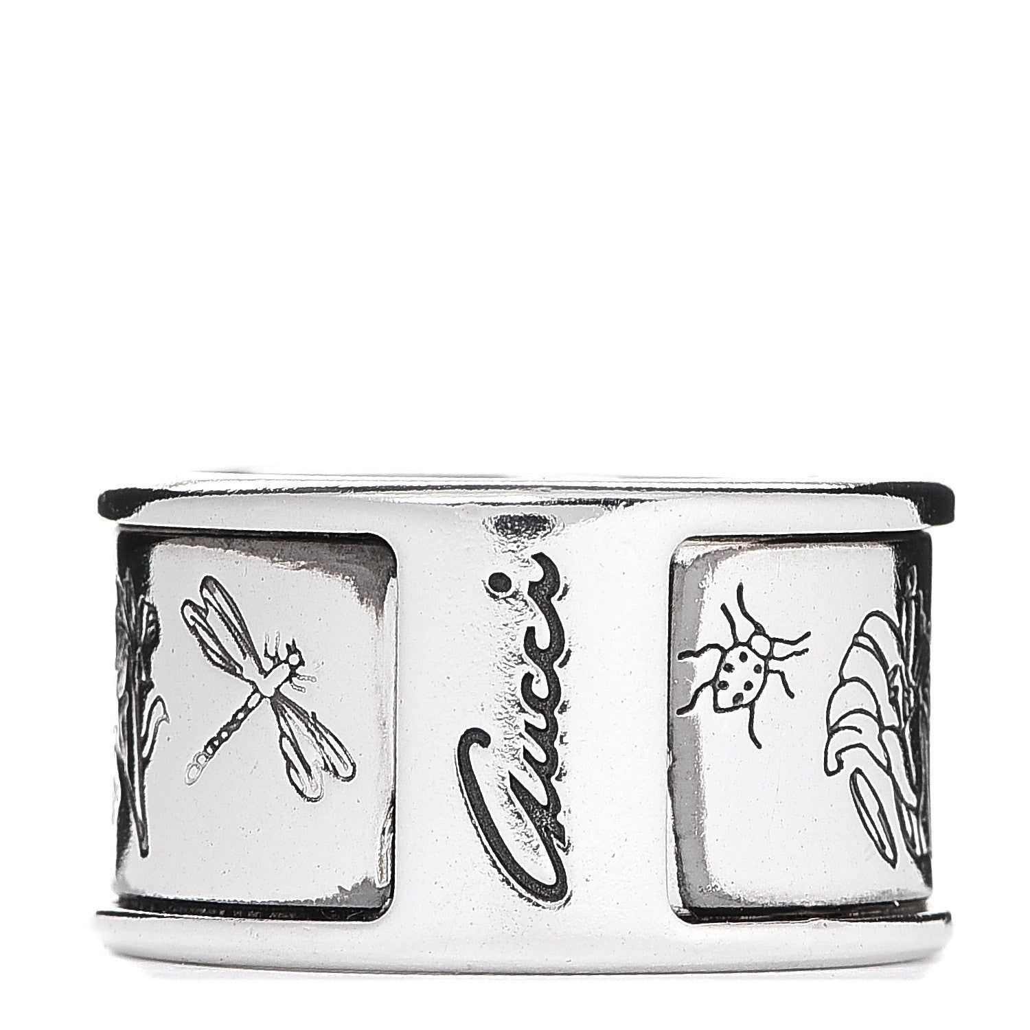 Gucci Sterling Silver Flora Band Ring 50 5.25 1 of 5