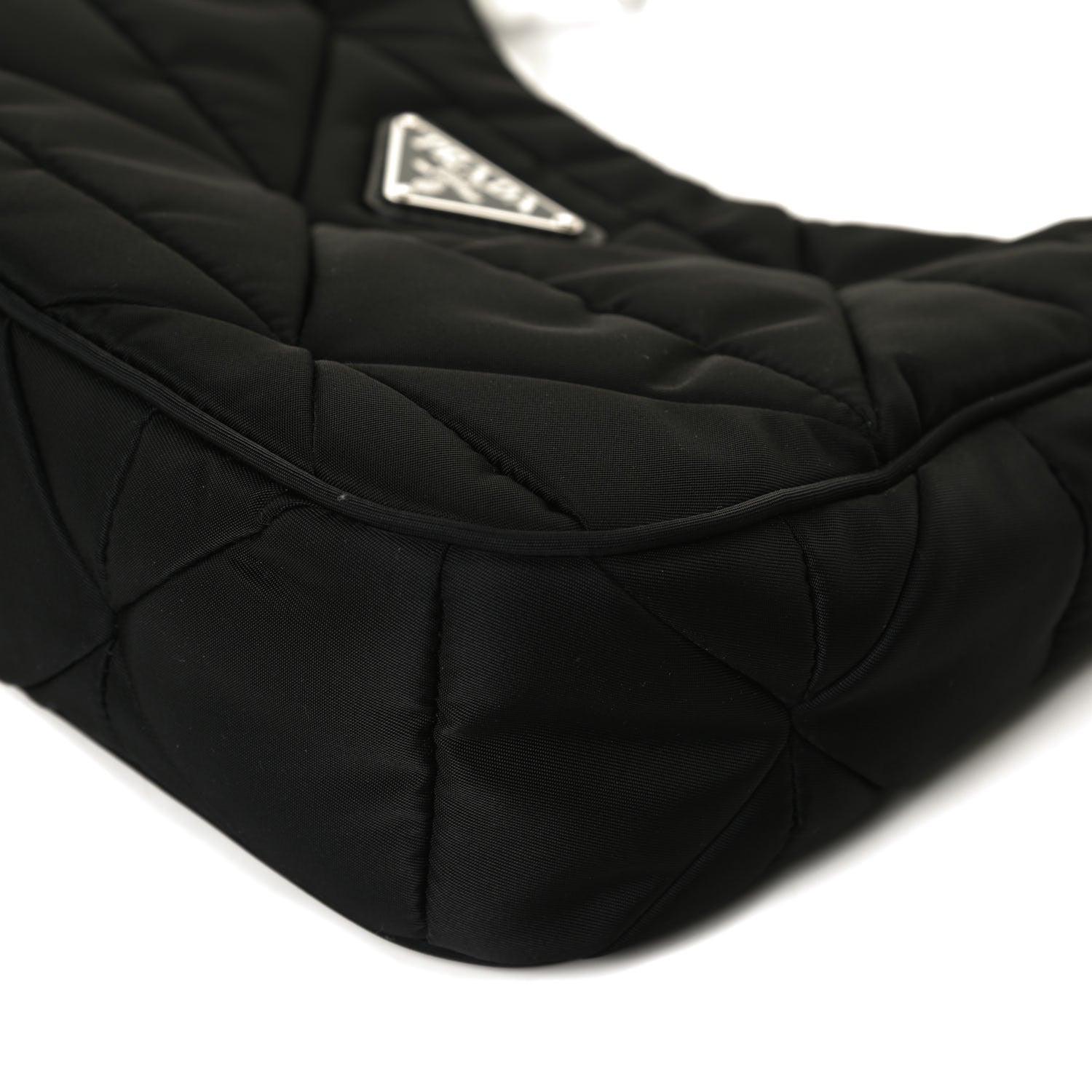 Prada Re-Nylon Triangle Padded Patchwork Shoulder Bag Black 10 of 12
