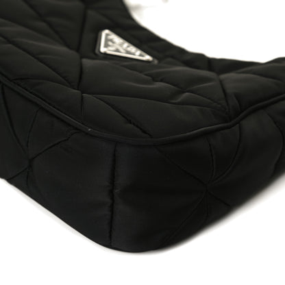 Prada Re-Nylon Triangle Padded Patchwork Shoulder Bag Black 10 of 12