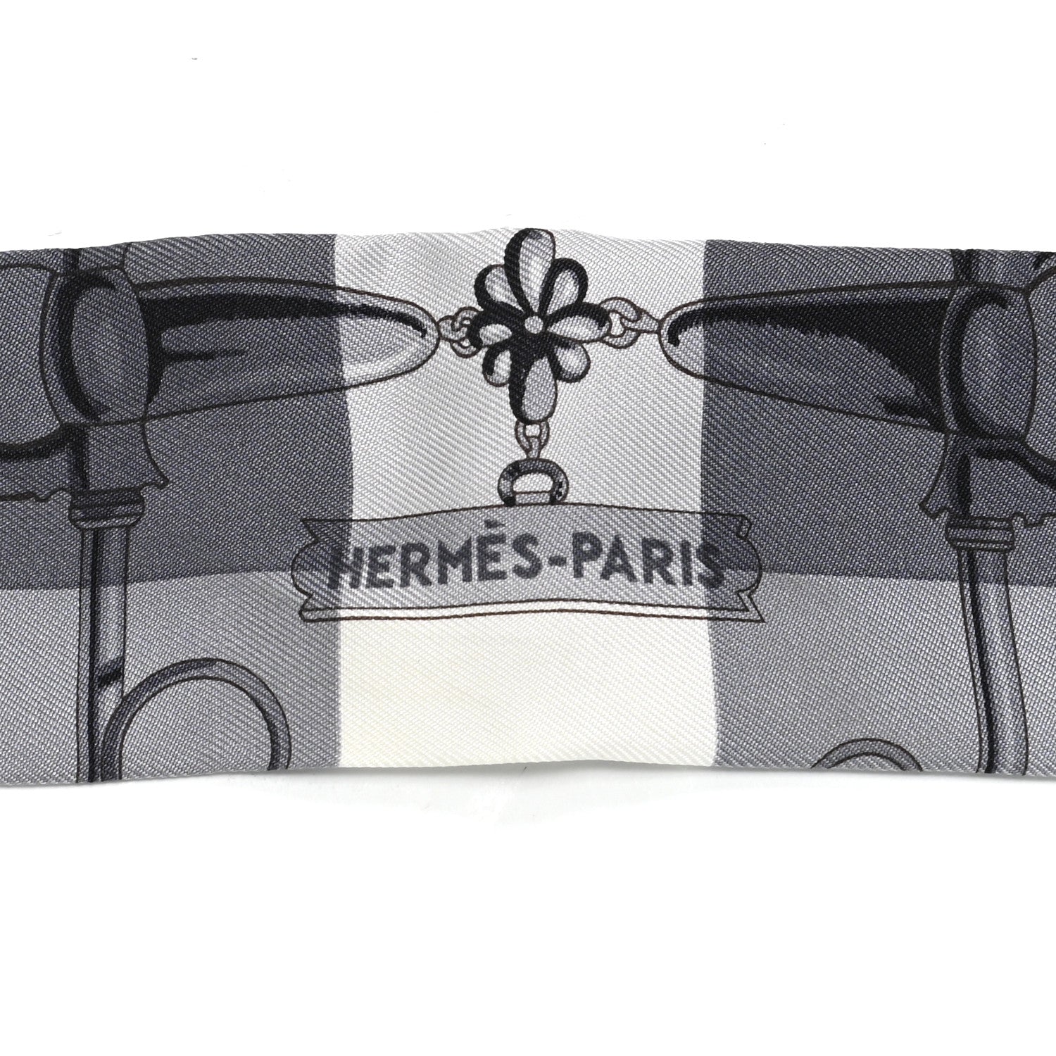 Hermes Silk Mors Et Gourmettes Vichy Twilly Anthracite Menthol White 3 of 5