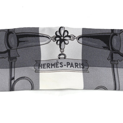 Hermes Silk Mors Et Gourmettes Vichy Twilly Anthracite Menthol White 3 of 5