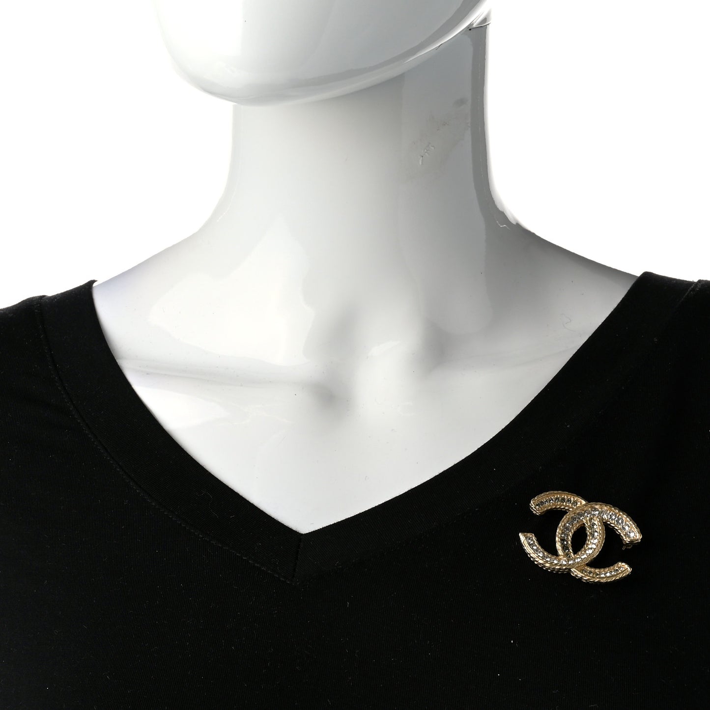 Crystal CC Brooch Gold
