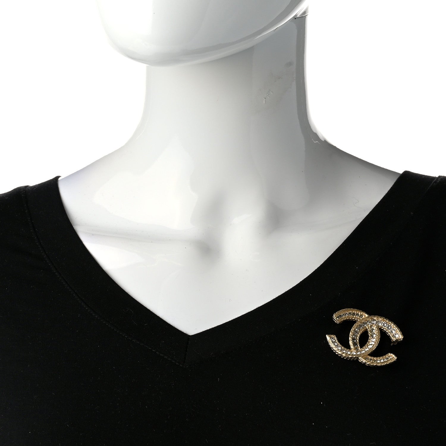 Chanel Crystal CC Brooch Gold 2 of 4