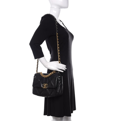 Chanel Goatskin Quilted Medium 19 Flap Black 2 of 9