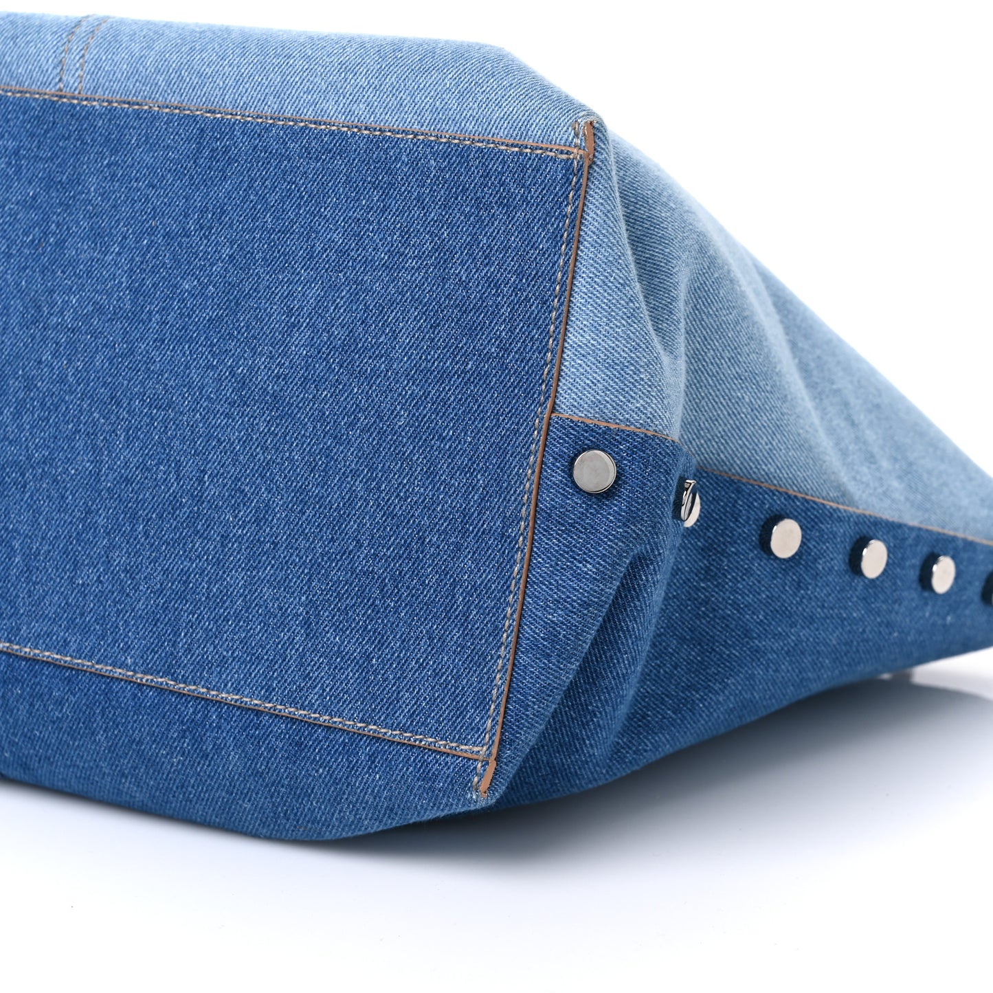 Denim Calfskin Twist East West Tote Blue Black