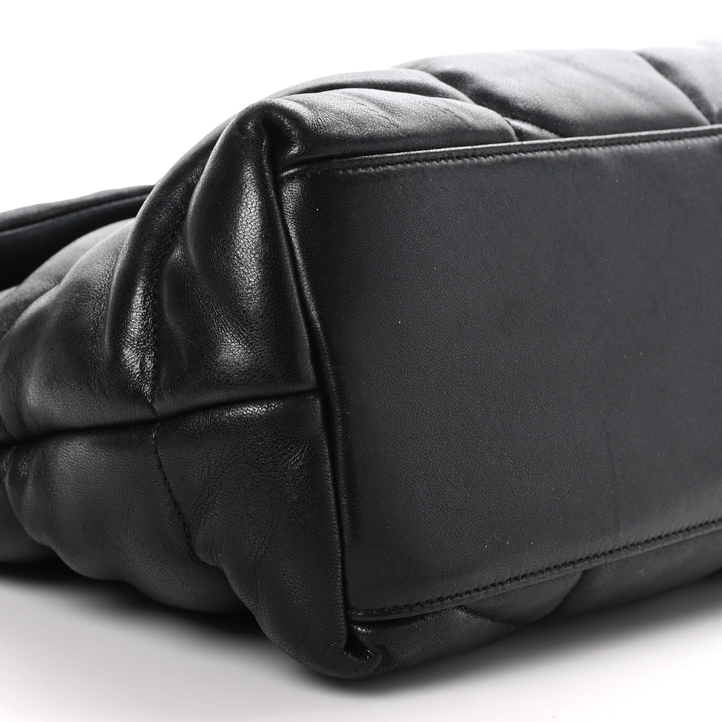 Lambskin Quilted Medium Loulou Puffer Monogram Chain Satchel Black