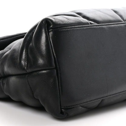 Saint Laurent Lambskin Quilted Medium Loulou Puffer Monogram Chain Satchel Black 8 of 9